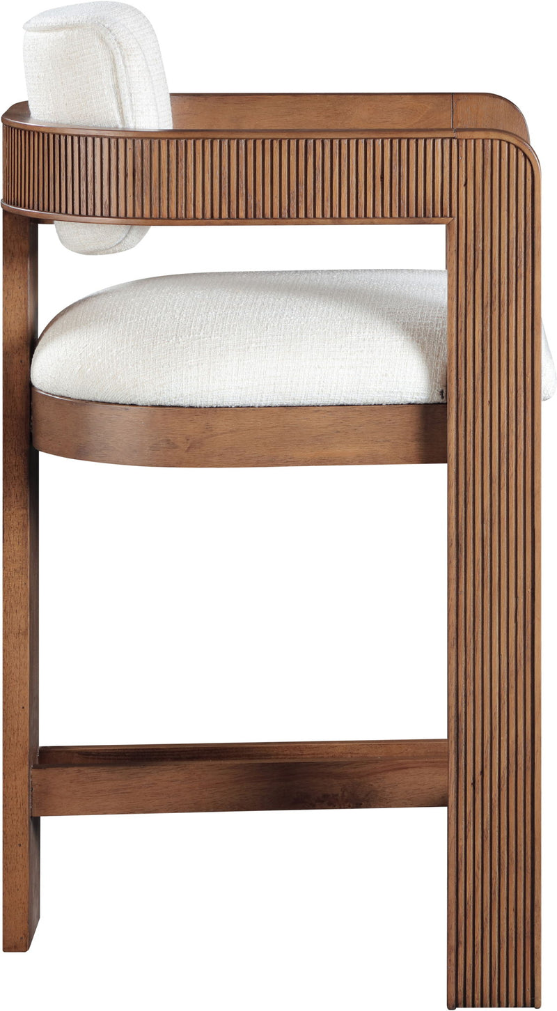 Sacha - Linen Stool With Brown Base