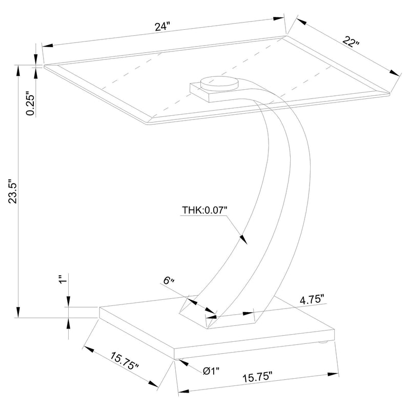 Terrell - Satin Rectangular Glass Top End Table - Silver