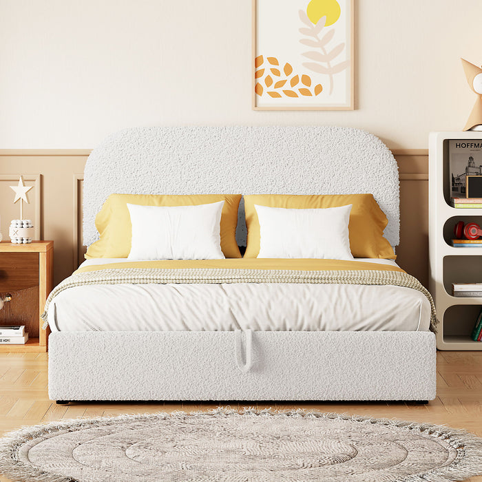 Upholstered Platform Bed With Hydraulic Storage System