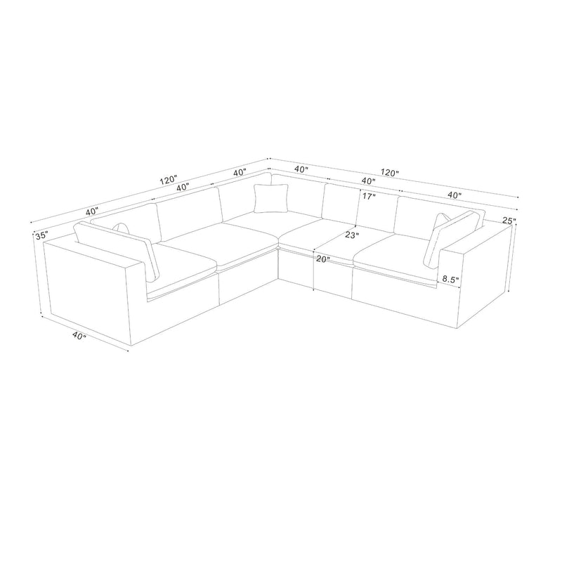 Modular Sectional & Toss Pillows - Dark Gray