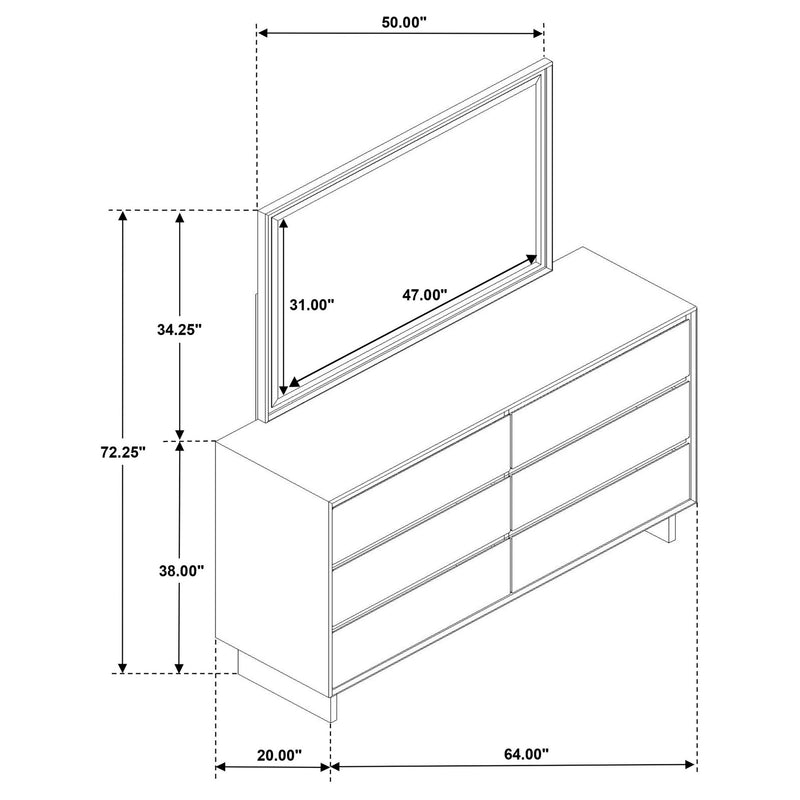 Hemlock - 6 Drawer Dresser With Mirror - Brown