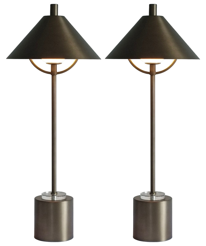 Crescent Mantle - 30 X 12 - Metal Buffet Lamp (Set of 2) - Matte Golden Bronze