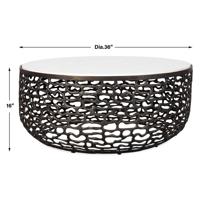 Sabena - Marble Outdoor Coffee Table - Black / White