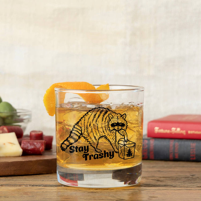 Rocks Glasses | Raccoon Glass | Funny Glasses | Stay Trashy