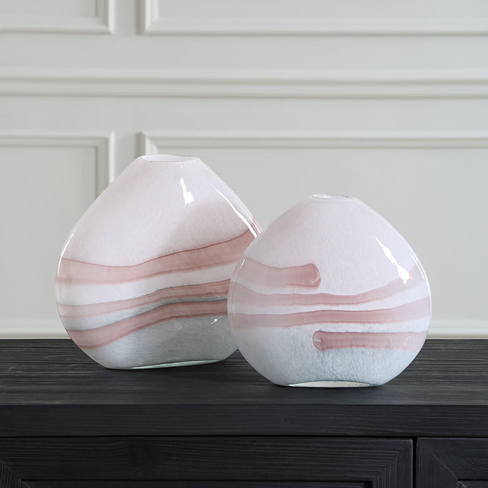 Blush - Swirl Glass Vases (Set of 2)