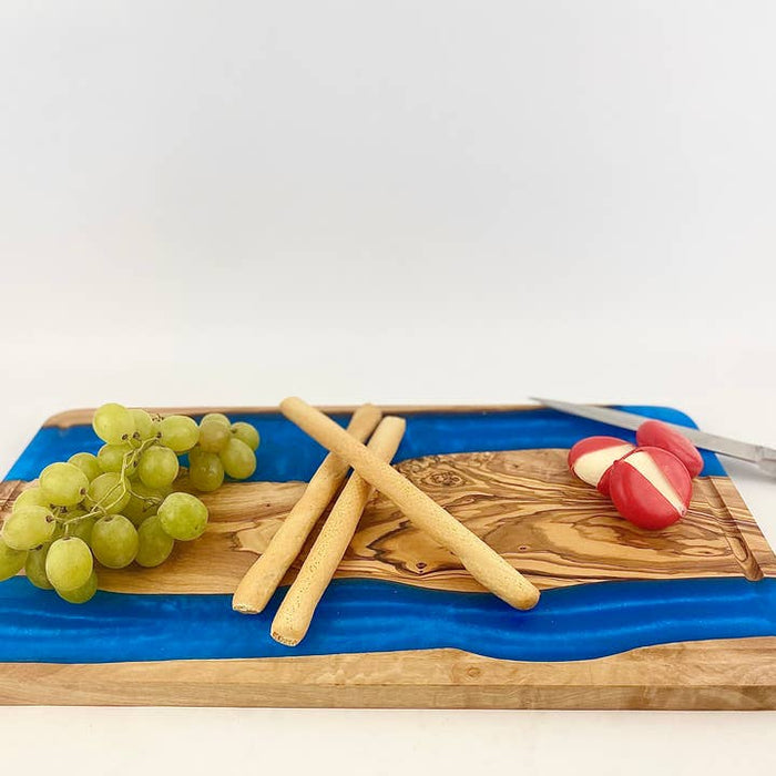 Olive Wood Resin Serving Board | Blue