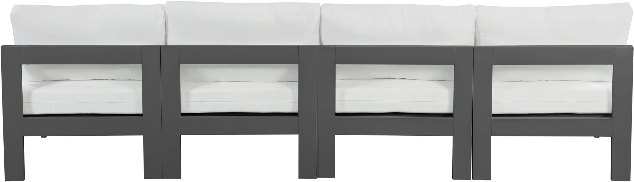 Nizuc - Outdoor Patio 4 Seat Armless Modular Sofa With Gray Frame