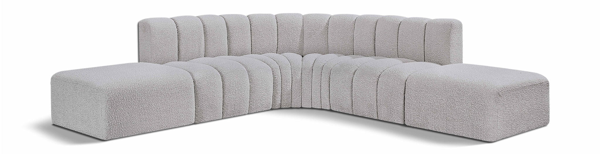 Arc - Boucle Fabric 6 Piece Corner Modular Sofa
