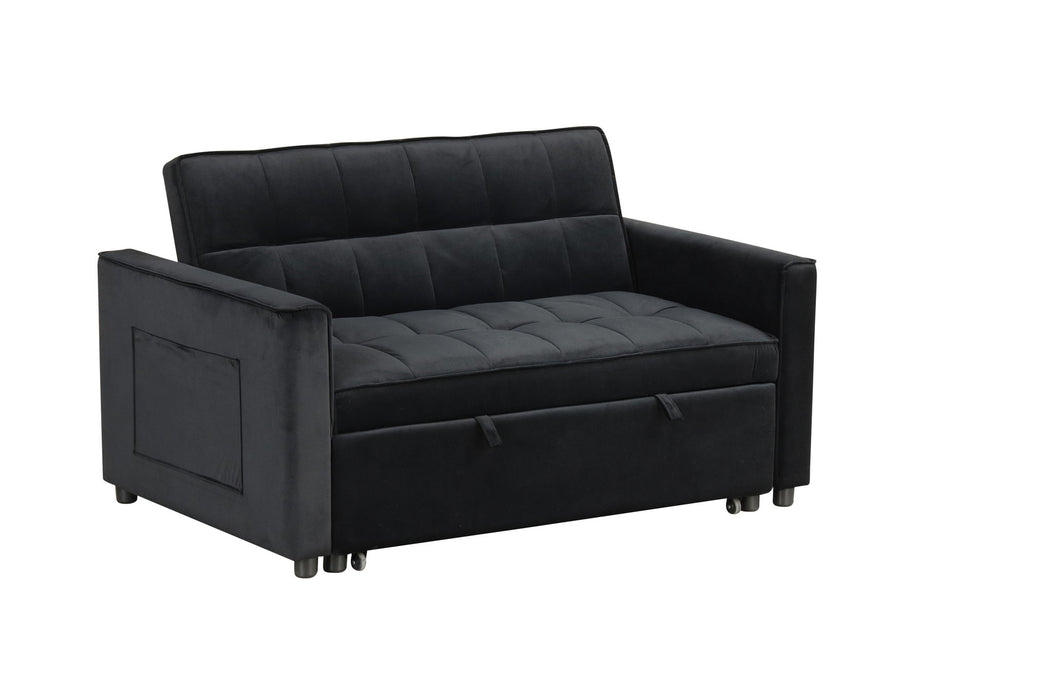 Maeve - Convertible Sleeper Loveseat With Tufting and Side Pocket - Black