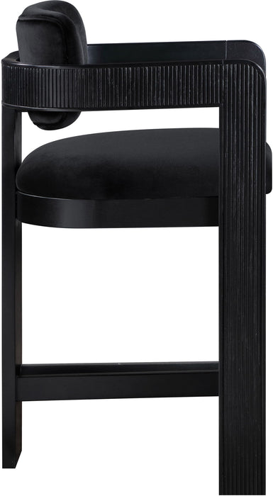 Sacha - Velvet Stool With Black Base