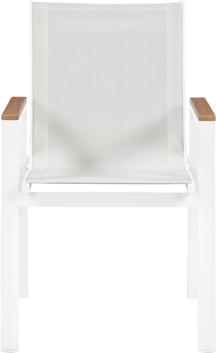 Nizuc - Outdoor Patio Dining Arm Chair With White Frame And Natural Arms (Set of 2)