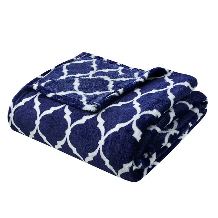 Microlight Oversized Ogee Throw Blanket | 60x70 | Navy Blue