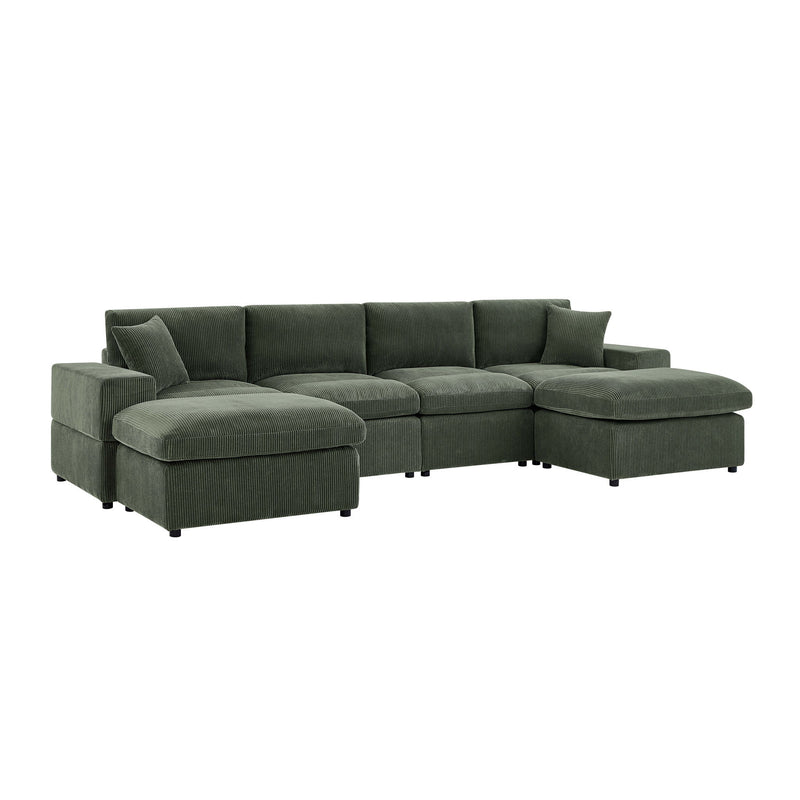 Upholstered Symmetrical Modular Sectional With 6 Seating