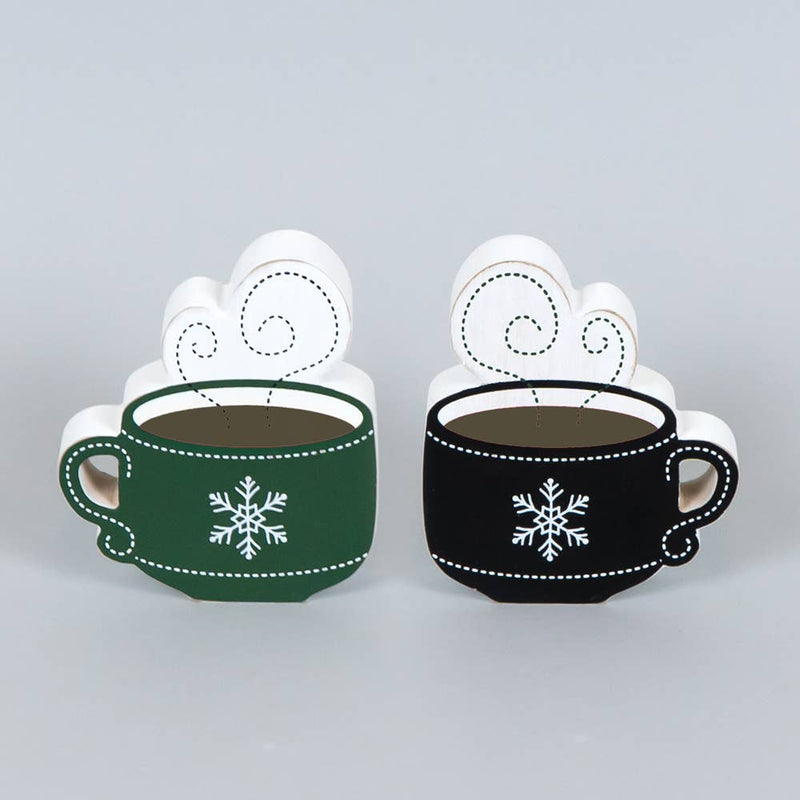 Green and Black Chunky Wood Mug