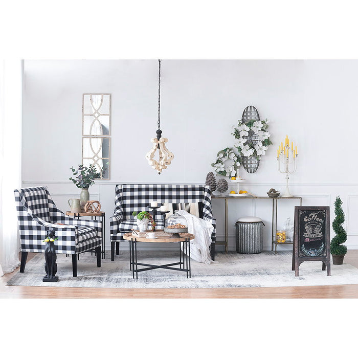 Farmhouse Chandeliar Distressed Pendant French Country Wood Chandelier For Living Room Foyer, Bulb Not Included - Antique Cream