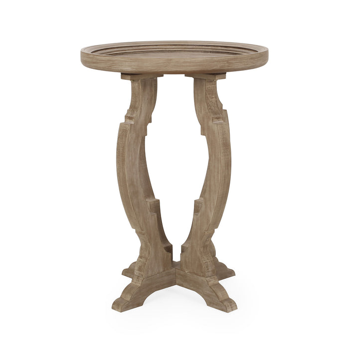 French Country Style Accent Table With Hourglass Design