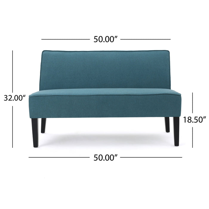 Contemporary Loveseat With Upholstered Fabric And Birch Wood Legs