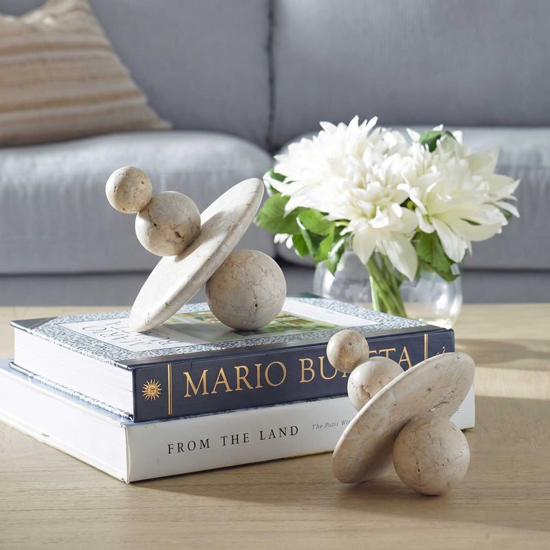 Quarried Stone - Indoor-Outdoor Sculptures (Set of 2) - White / Yellow