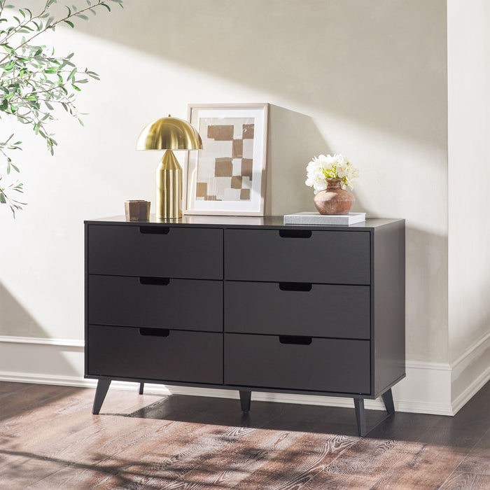 Hans - Mid-Century Hans 6 Drawer Dresser With Cut-Out Handles