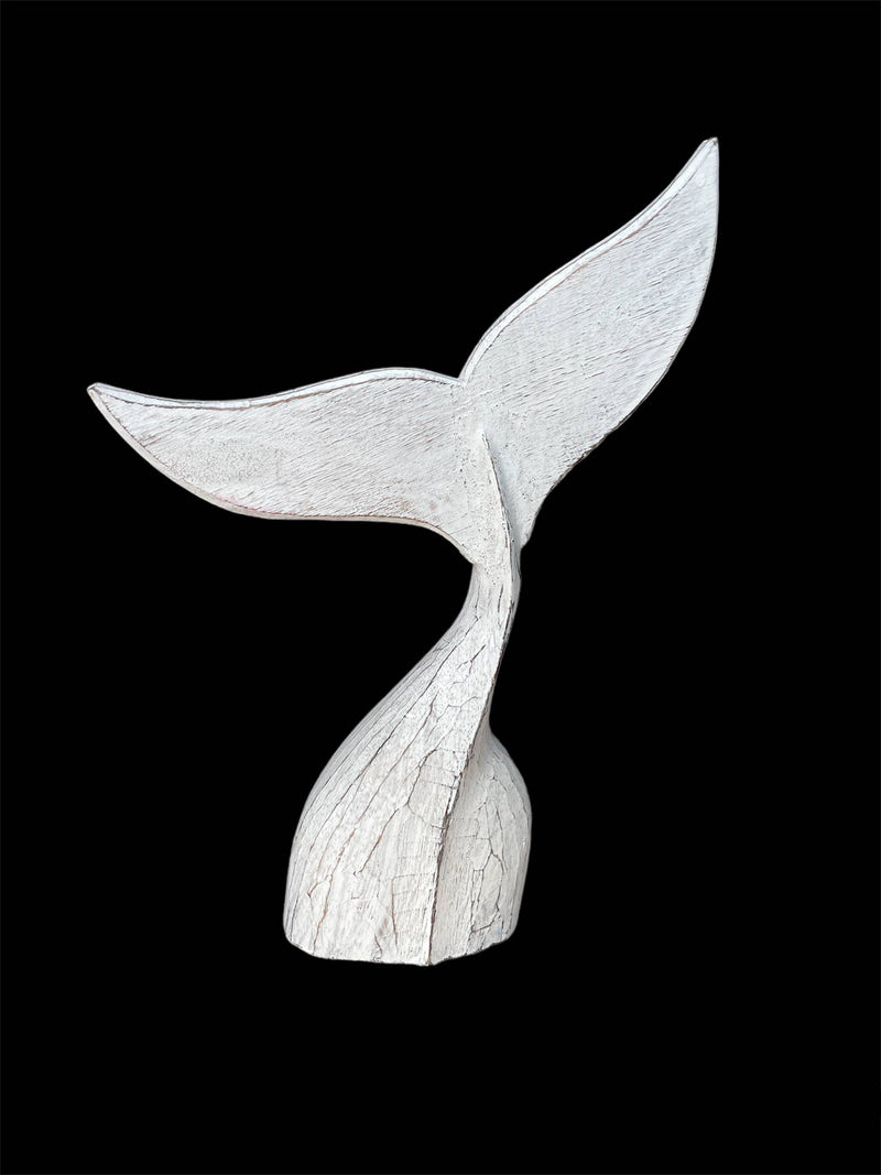 Whale Tail Statue Set/3 Wooden Beach Coastal Decor 