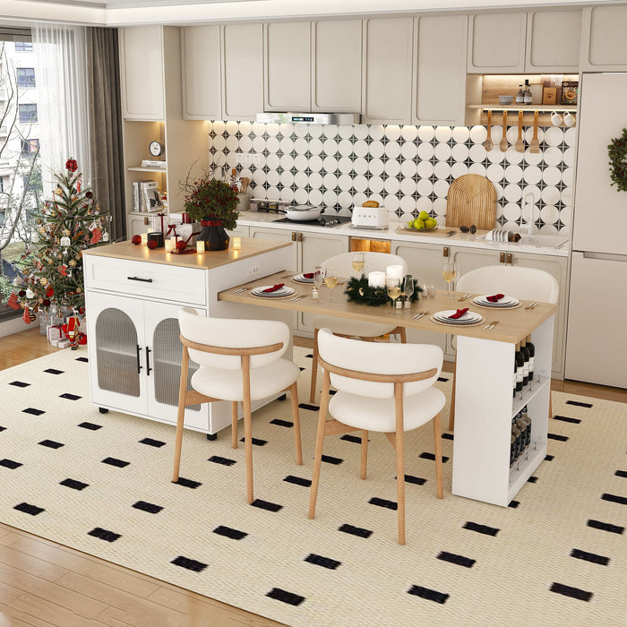 Expandable Kitchen Island With Power Outlet