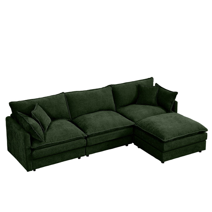 L Shaped Modular Sectional Sofa With Movable Ottoman, 3 Seater Comfortable Seating