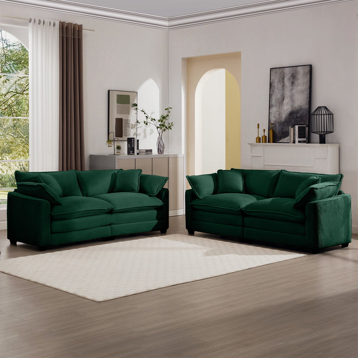 Elegant Corduroy Oversized Sectional Sofa Set With Deep Seats And Flexible Layout