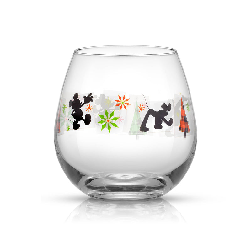 Disney Mickey Mouse Christmas Joy Oh Joy Stemless Wine Glasses | 15 oz | Set of 4
