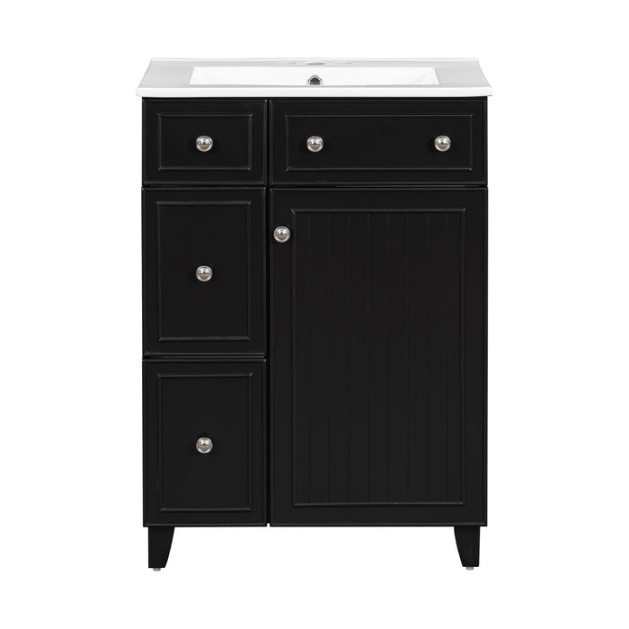 Transitional Style Bathroom Vanity Cabinet With Ceramic Sink