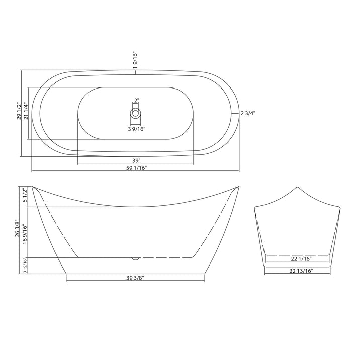 Glossy Freestanding Bathtub, Double Slipper Design, Deep Soaking Comfort