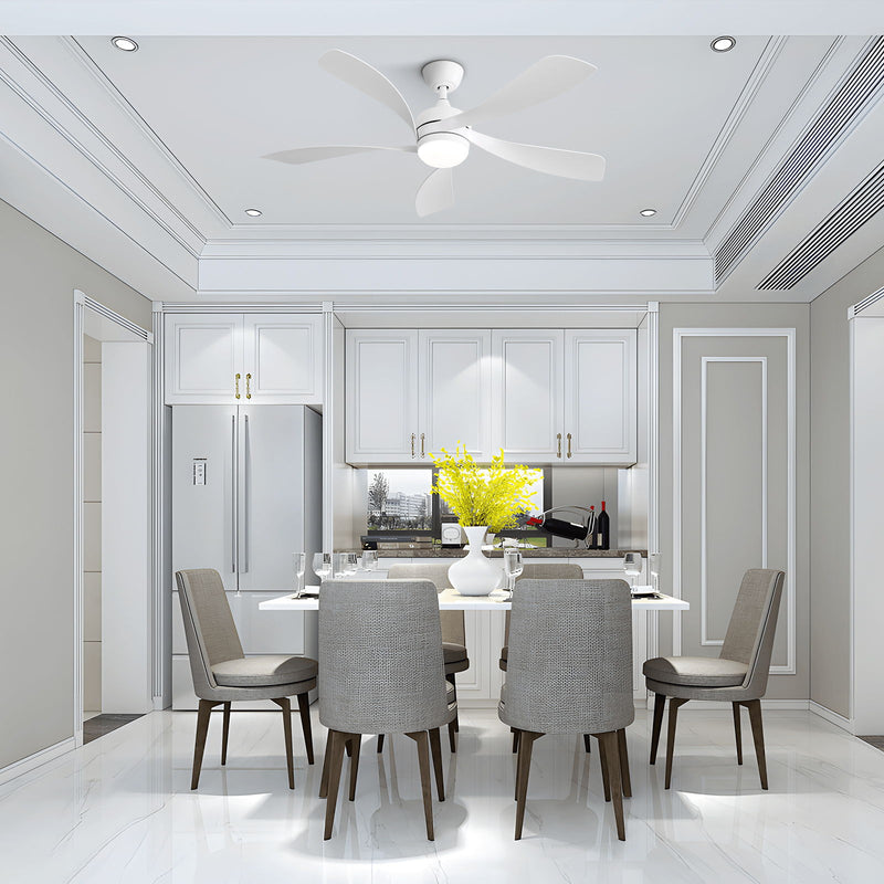 52" Ceiling Fan With 3 Color Dimmable LED Light, 5 Blades, Remote Control, Reversible DC Motor