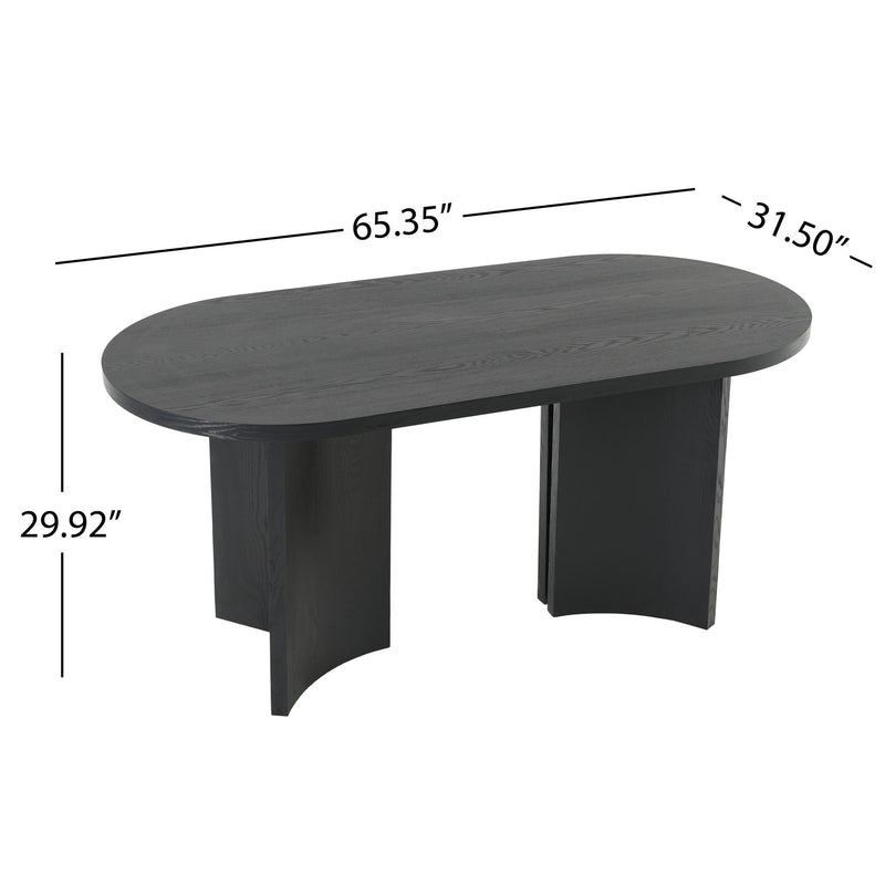 Dining Table With Curved Legs - Black