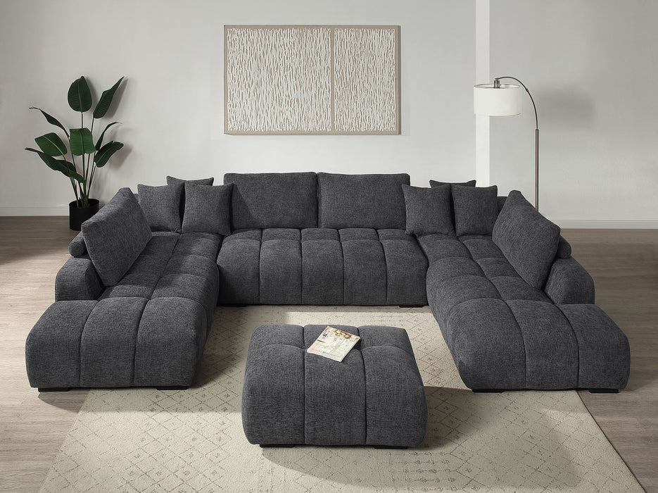 Chosen - Sectional Sofa With Toss Pillows With 2 Chaises With Ottoman - Gray