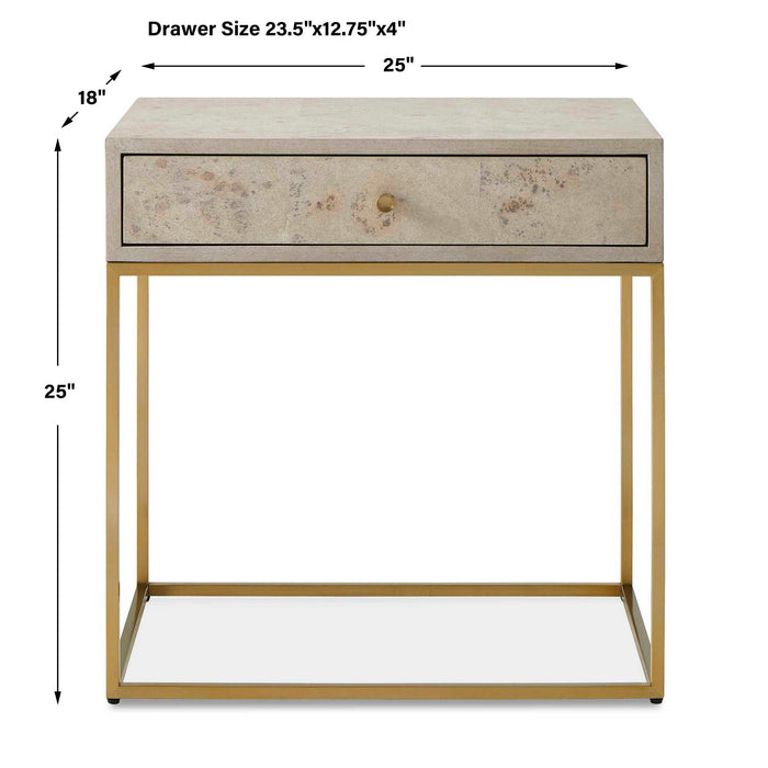 Pembrook - Side Table - Light Washed / Brass