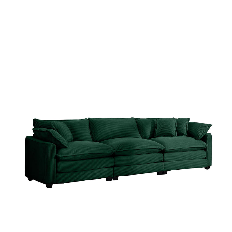 Mid-Century Modern 3 Seater Sectional Sofa With Arm And Throw Pillows