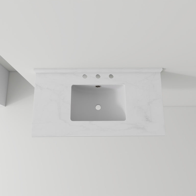 Basin Sink, Triple Faucet Holes, 2" Thick Rim, Sink Only