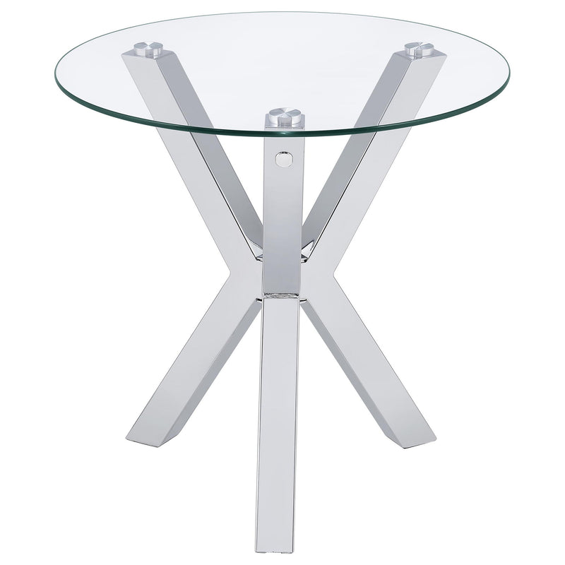 Alexa - Round Tempered Glass Top End Table - Chrome