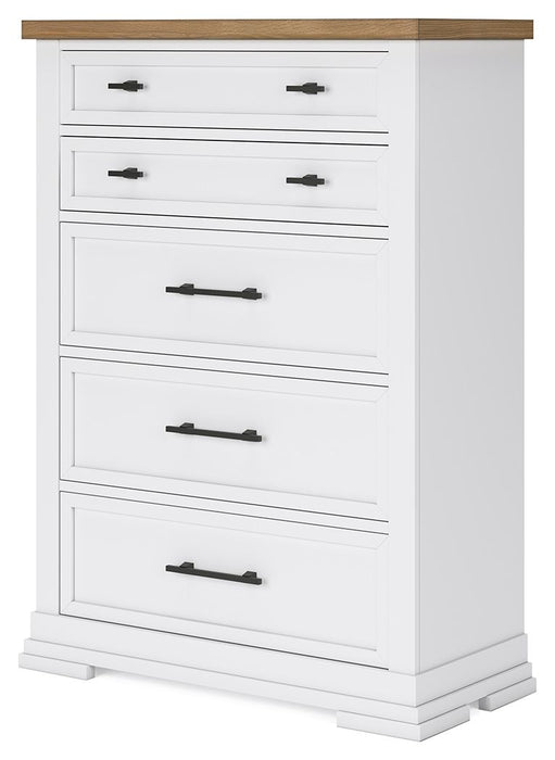 Ashbryn - White / Natural - Five Drawer Chest