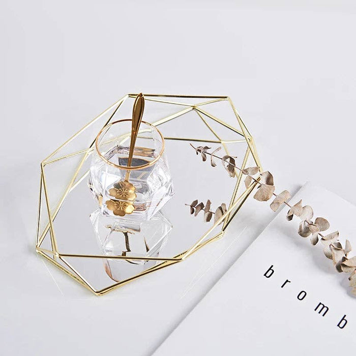 Polygon Glass Mirror Tray
