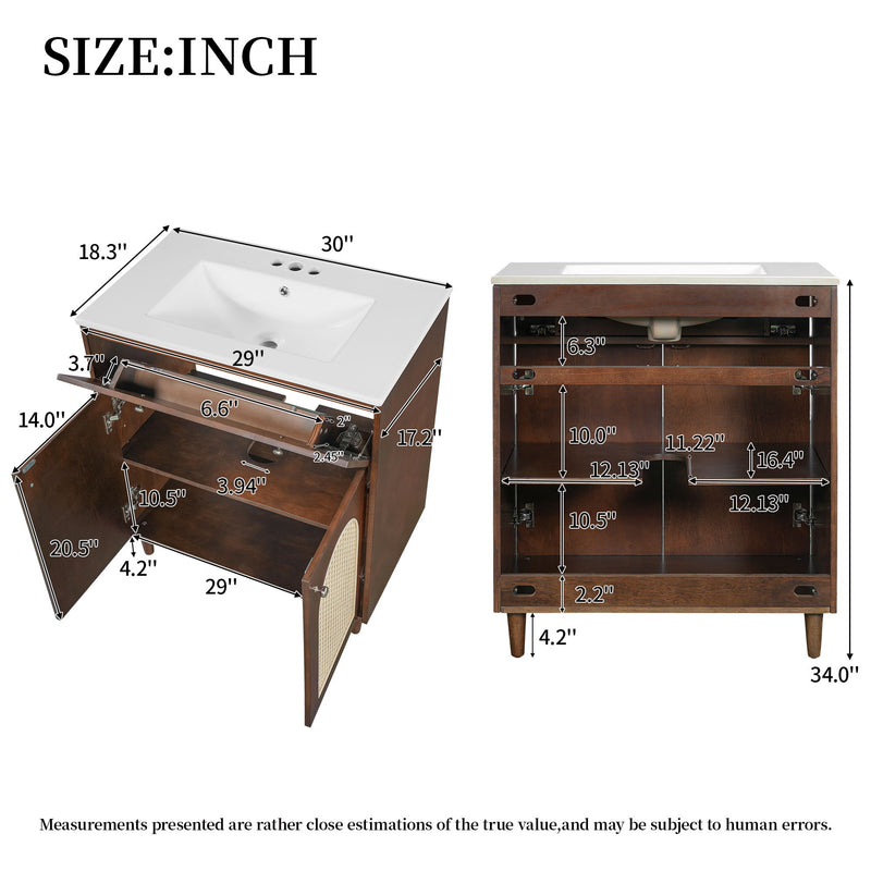 Modern Bathroom Vanity With Sink, Cabinet With Adjustable Shelf