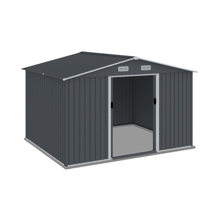 Outdoor Storage Shed Large Metal Tool Sheds, Heavy Duty Storage House With Sliding Doors