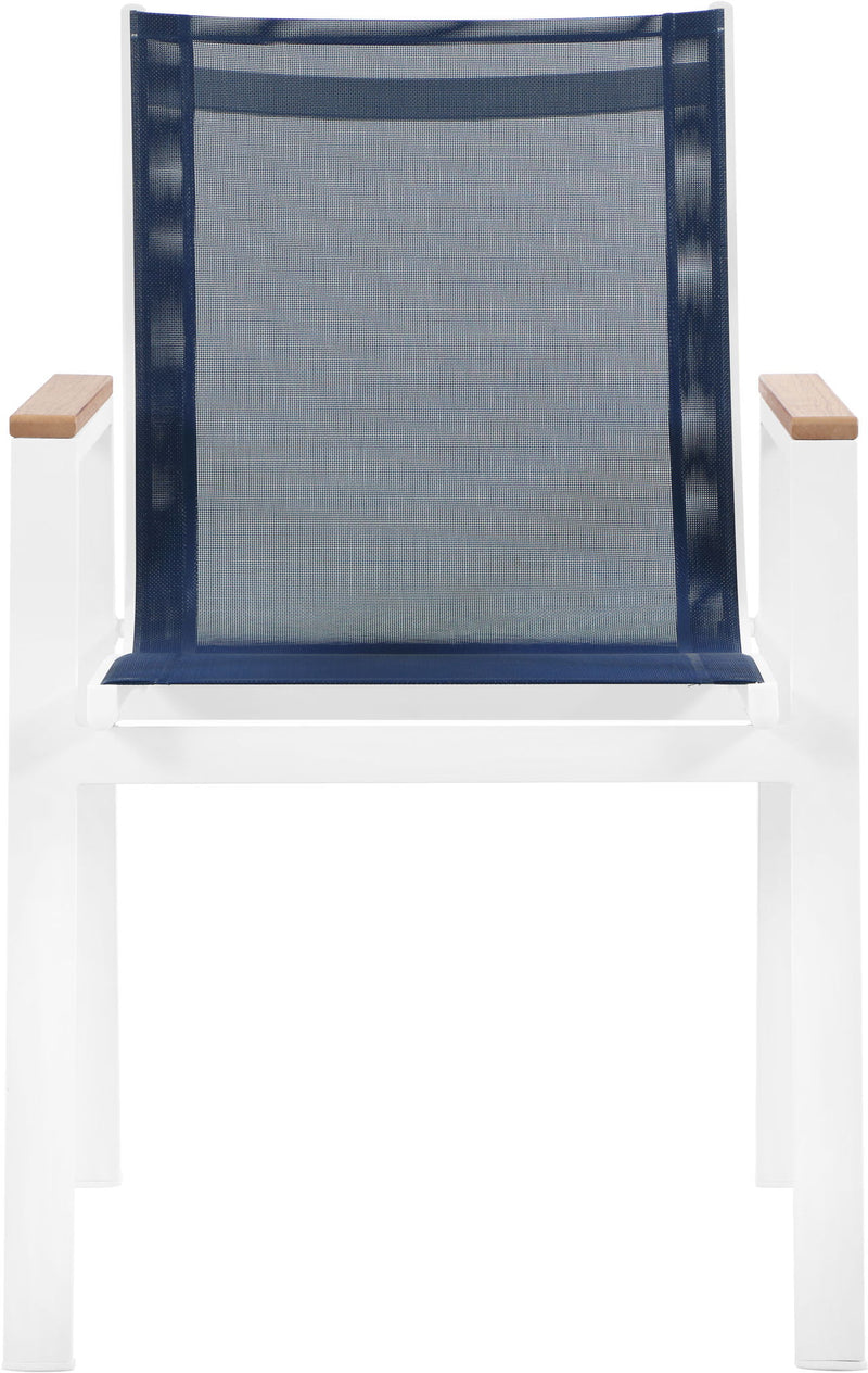 Nizuc - Outdoor Patio Dining Arm Chair With White Frame And Natural Arms (Set of 2)