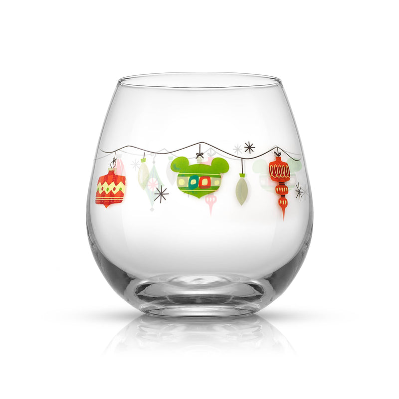 Disney Mickey Mouse Christmas Joy Oh Joy Stemless Wine Glasses | 15 oz | Set of 4