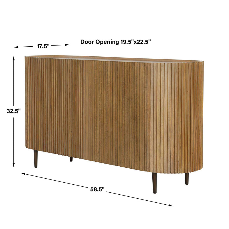 Reese - Pleated 2 Door Cabinet - Woodtone