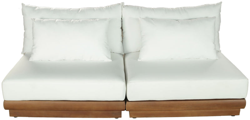 Mirella - 2 Piece Water Resistant Fabric 74" Upholstered Outdoor Patio Modular Armless Loveseat