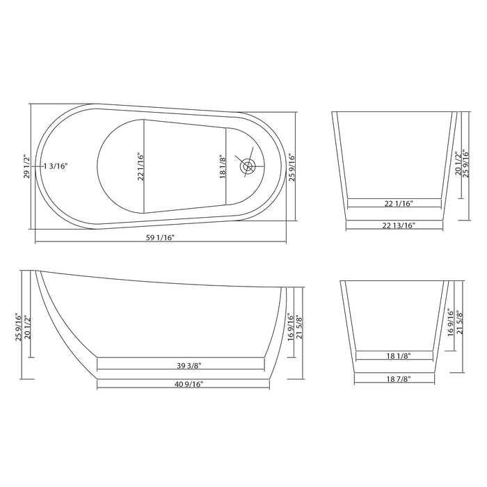 Contemporary Glossy Freestanding Bathtub With Chrome Overflow And Drain