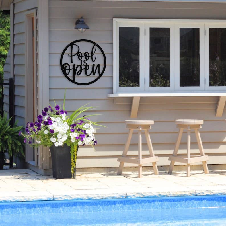 Pool Metal Sign, Poolside Sign, Backyard Metal Sign, Metal Sign for Outdoors, Porch Metal Sign, Pool Sign for Yards, Metal Pool Decor