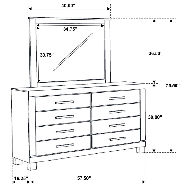 Bren - 8 Drawer Dresser With Mirror - Rustic Brown