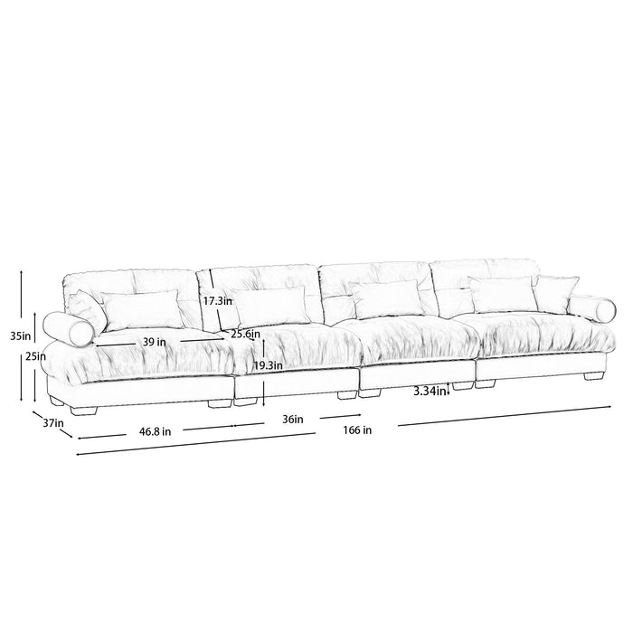 Super Comfort Oversized Modular Velvet Sectional Sofa, Deep Seat Convertible L Shaped Couch