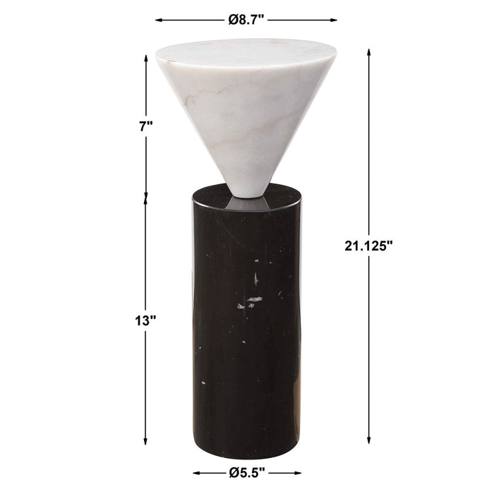 Top Hat - Marble Drink Table - White & Black